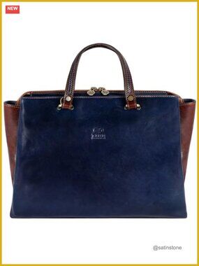 Italian Handmade Full-Grain Leather Top Handle Satchel Tote Bag